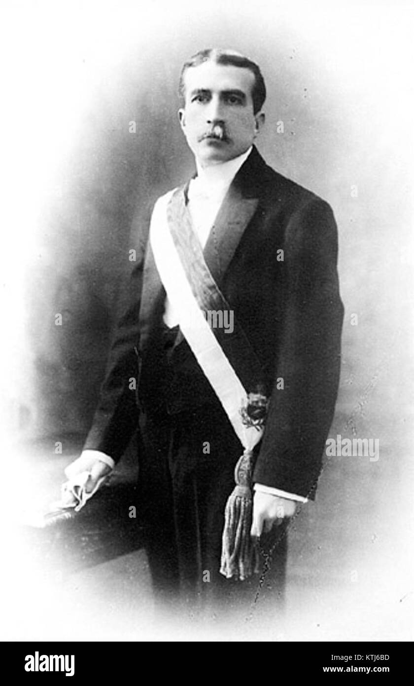 Augusto B. Leguía, former president of Peru, is depicted in this image ...