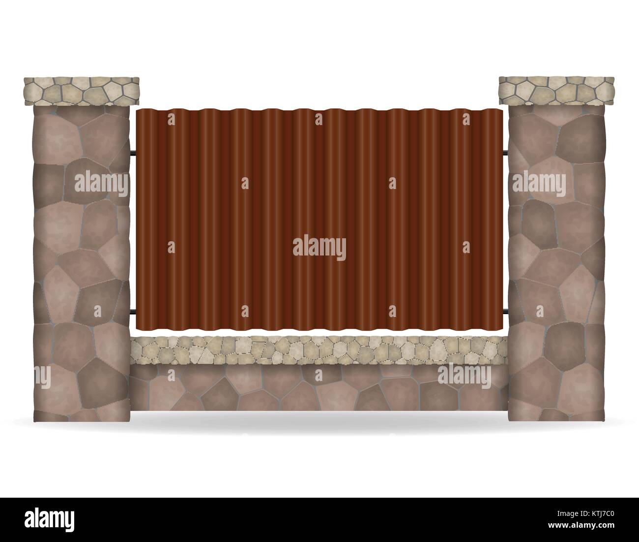 stone fence vector illustration isolated on white background Stock