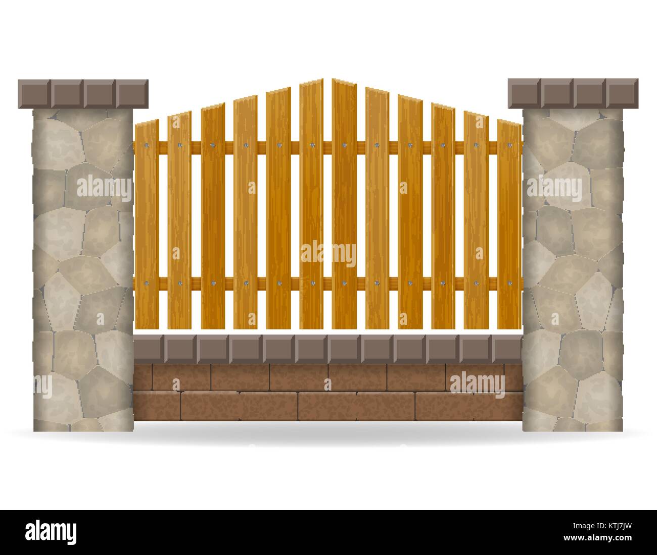 stone fence vector illustration isolated on white background Stock