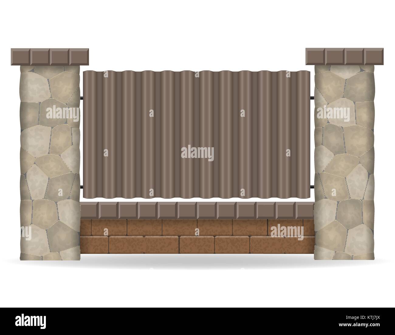 stone fence vector illustration isolated on white background Stock