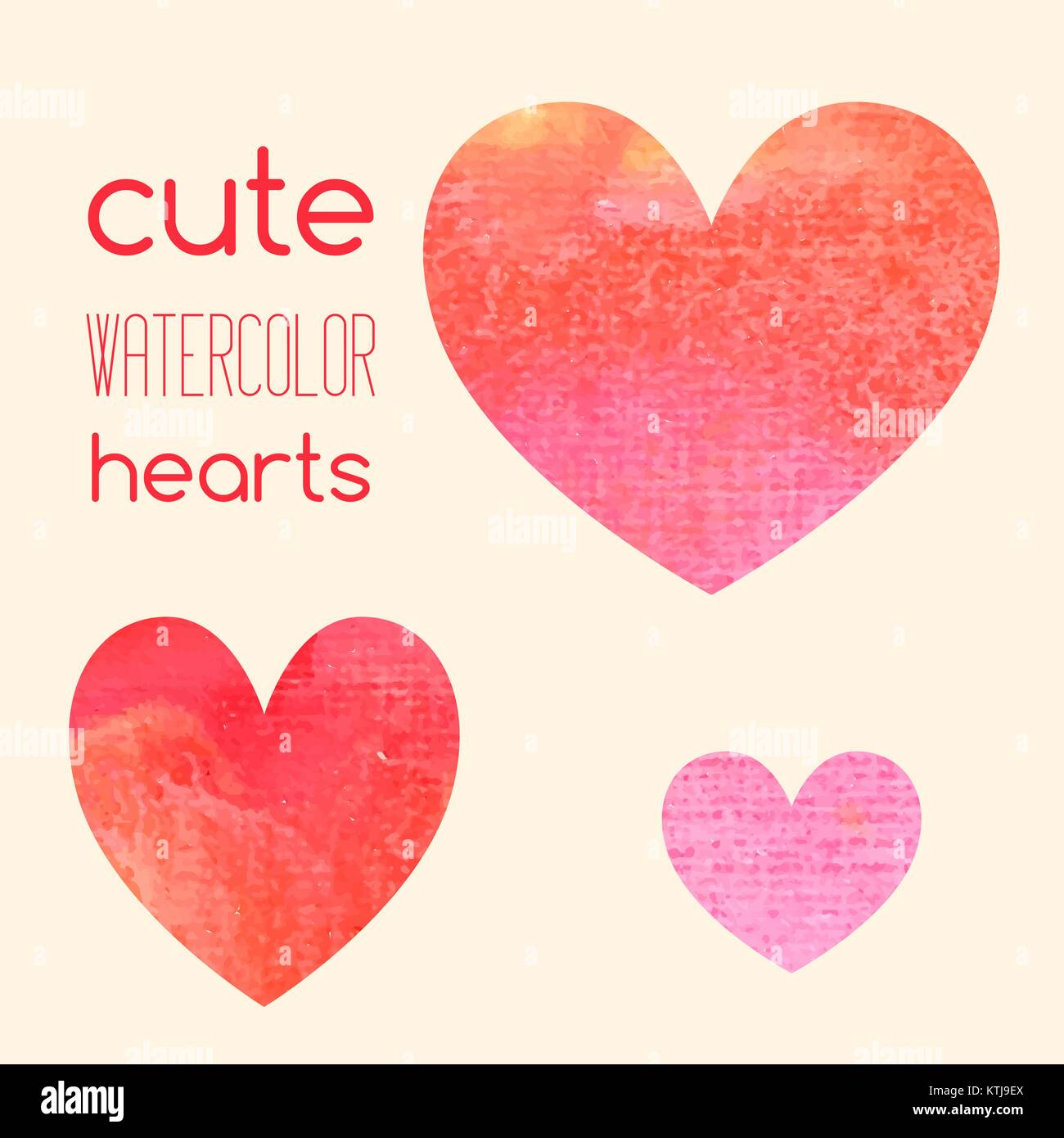 Set of cute watercolor vector hearts Stock Vector Image & Art - Alamy