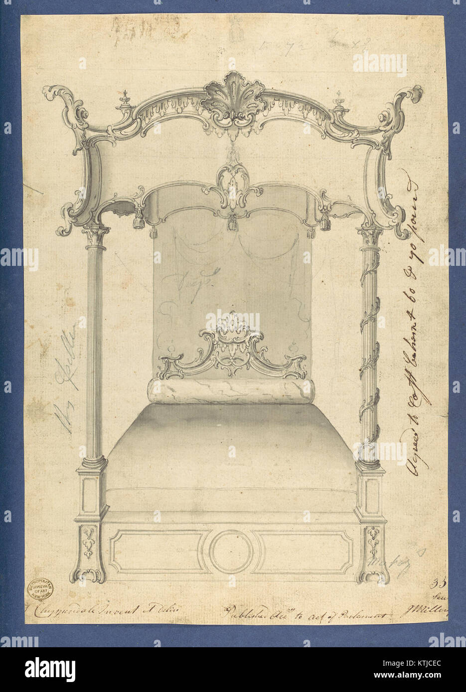 Bed, in Chippendale Drawings, Vol. I MET DP104157 Stock Photo
