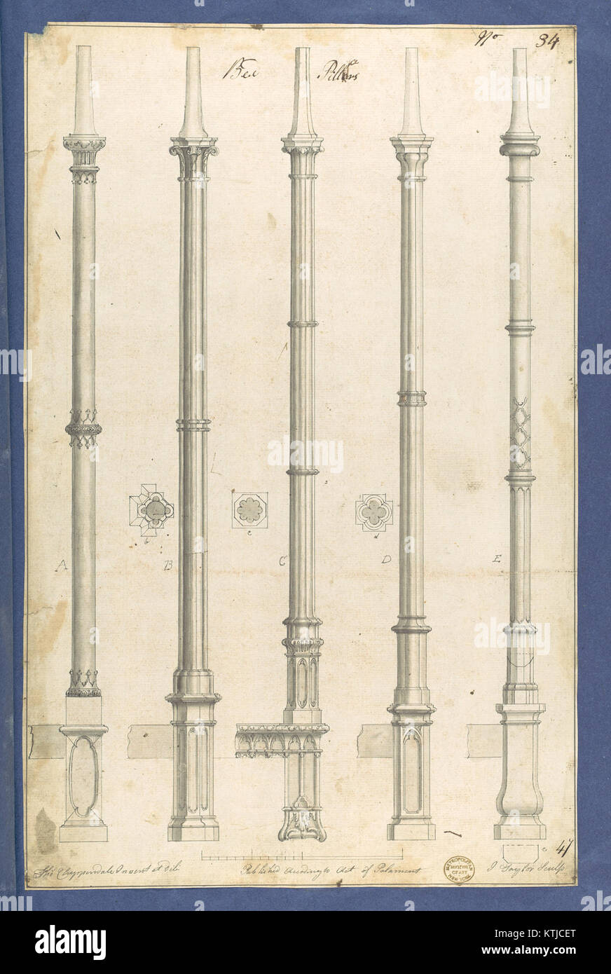 Bed Pillars, in Chippendale Drawings, Vol. I MET DP104170 Stock Photo