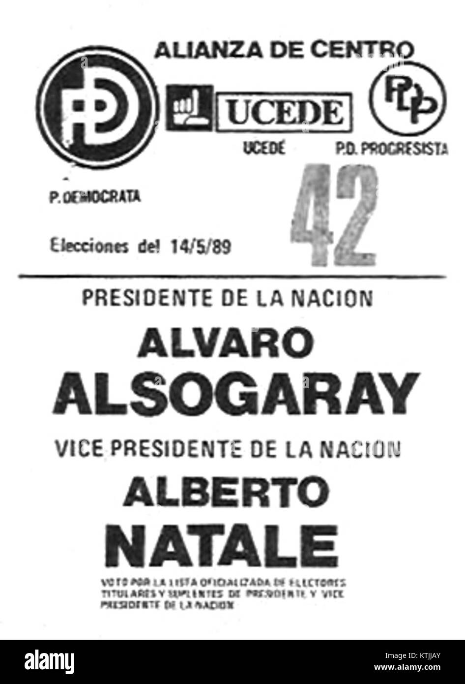 Boleta electoral Elecciones de 1989 Alsogaray Stock Photo Alamy
