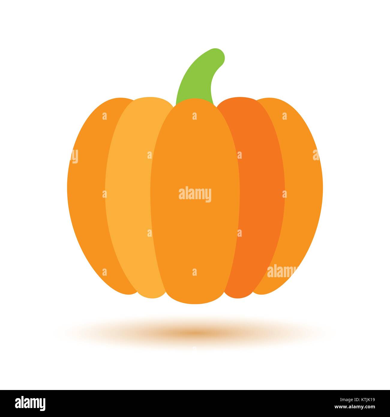 Colorful Pumpkin icon with shadow. Gourd flat style vector illustration isolated on white. Squash close up sign. Color logo, web, infographic, print,  Stock Vector