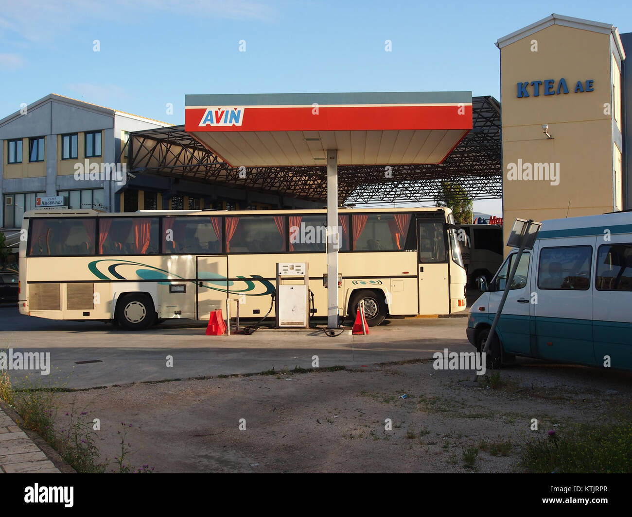 Avin petrol station in Lefkada Stock Photo