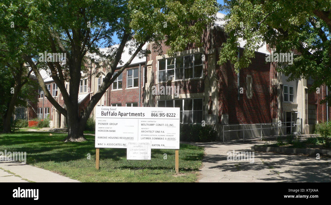 Belleville KS old high school Buffalo Apts sign Stock Photo Alamy