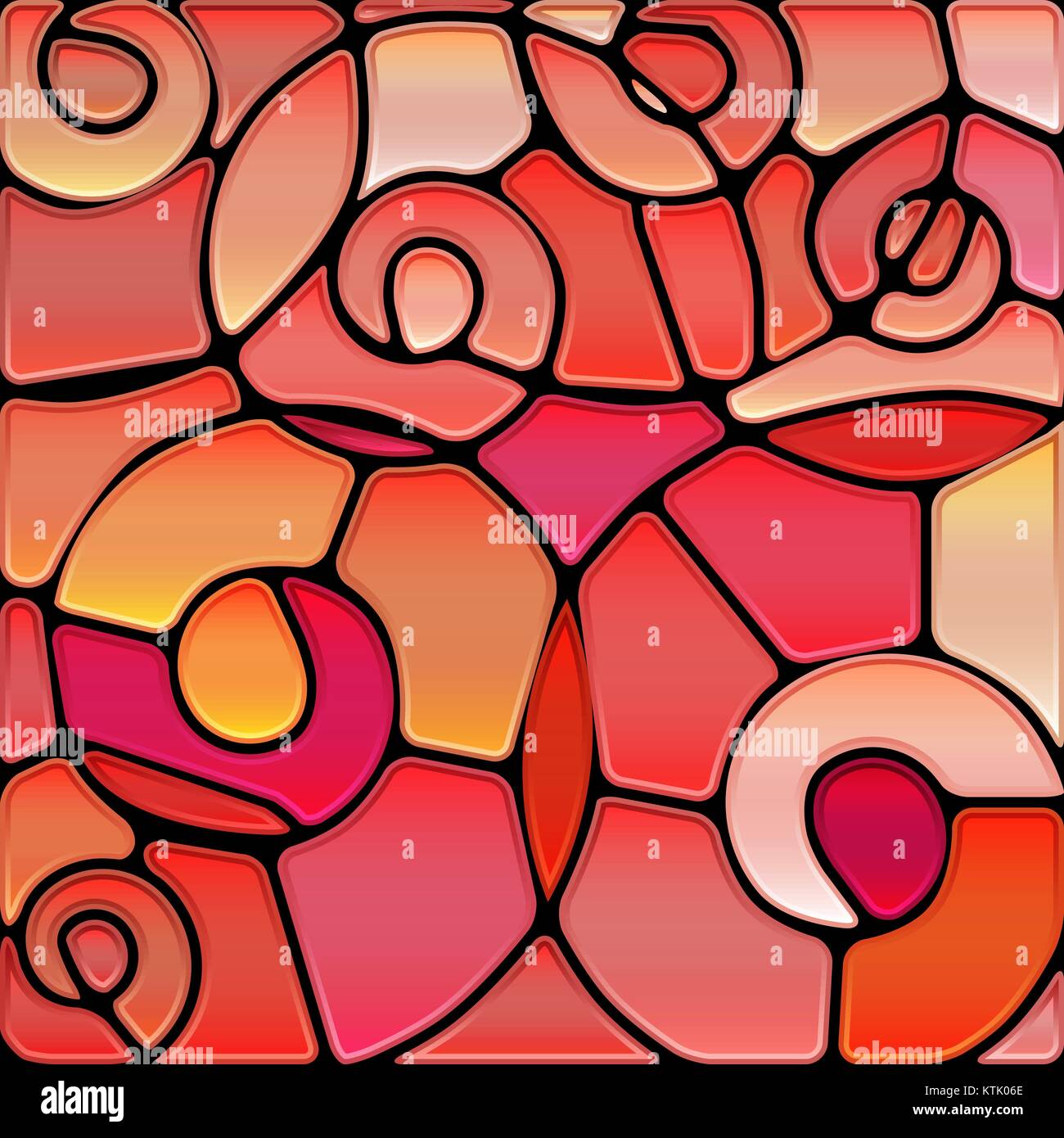 abstract vector stained-glass mosaic background - red spirals Stock ...