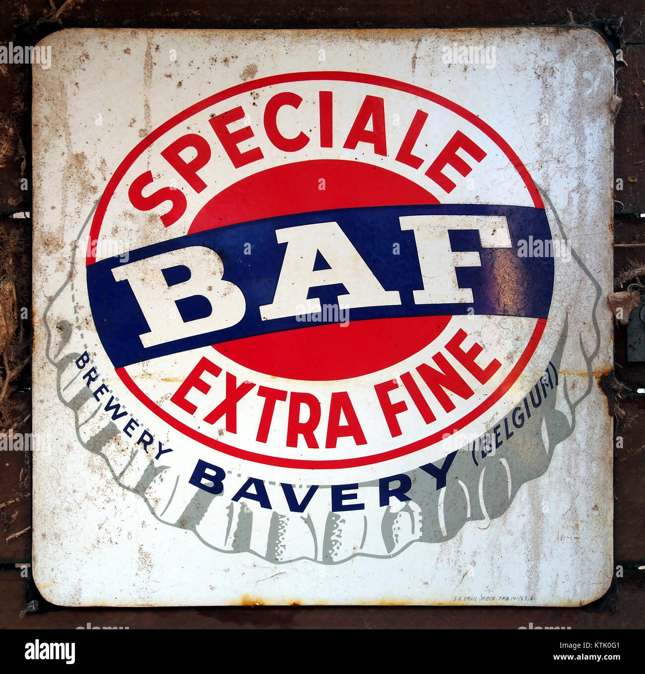 BAF emaille bierreclame bord Stock Photo - Alamy
