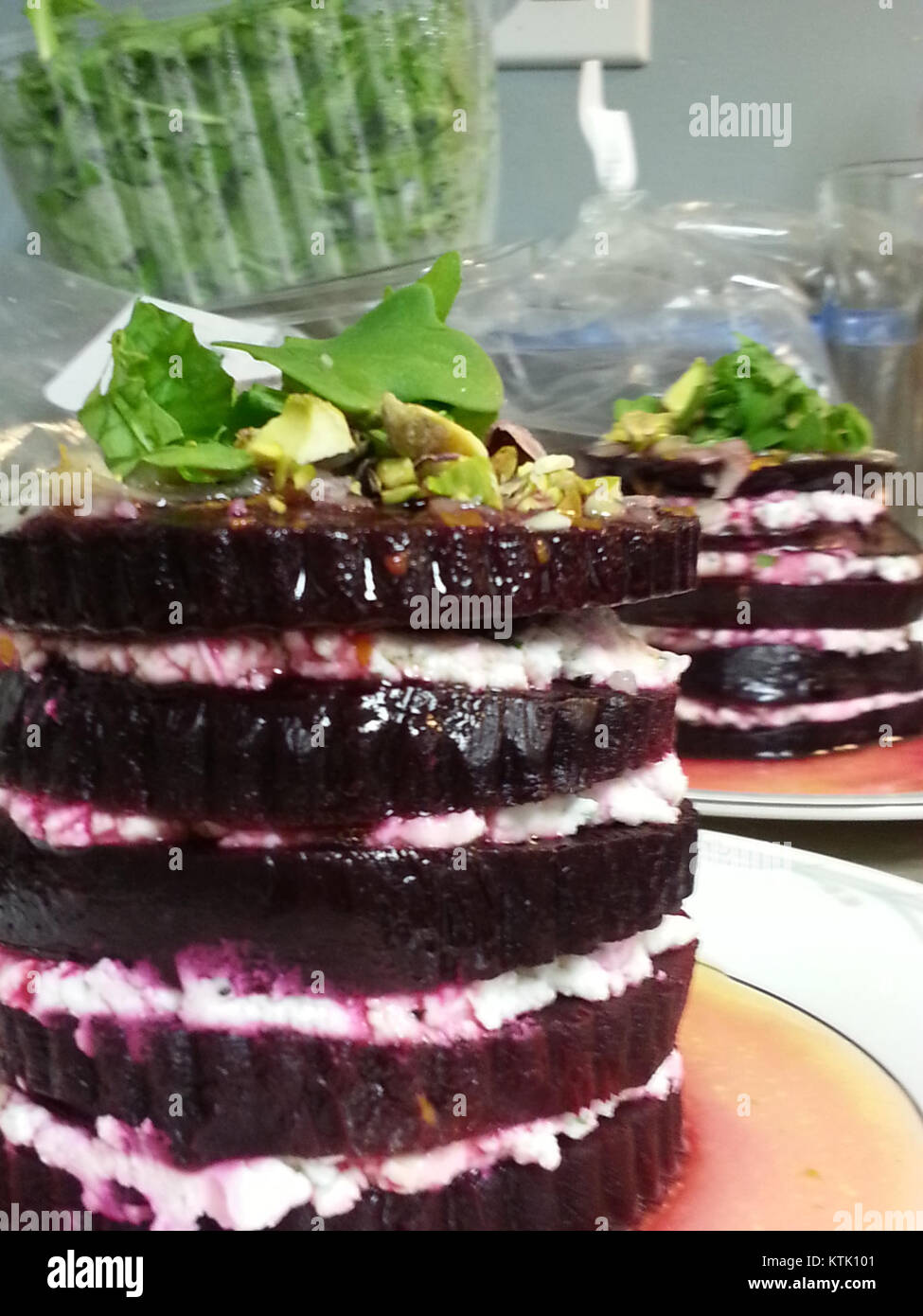 Beets and goat cheese stacks (20103883219 Stock Photo Alamy