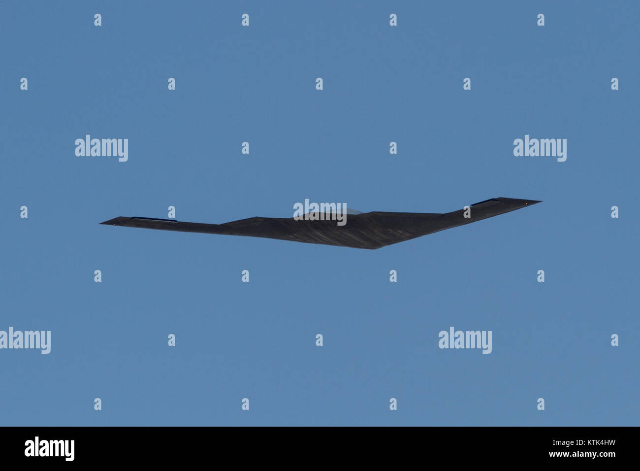 A historical image of a B-2 Spirit bomber at Dyess Air Force Base, showcasing the aircraft's unique design and stealth capabilities. The B-2 is a strategic asset for the U.S. Air Force. Stock Photo