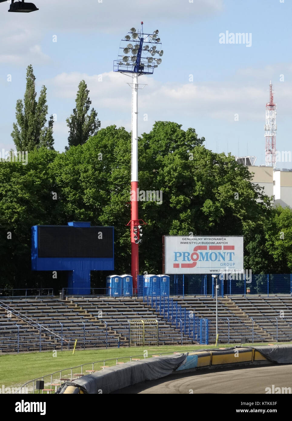 Bdg Polonia zuzel is a building in Poland, specifically in the Zuzel area, known for its significance within the local urban development and architectural landscape. Stock Photo