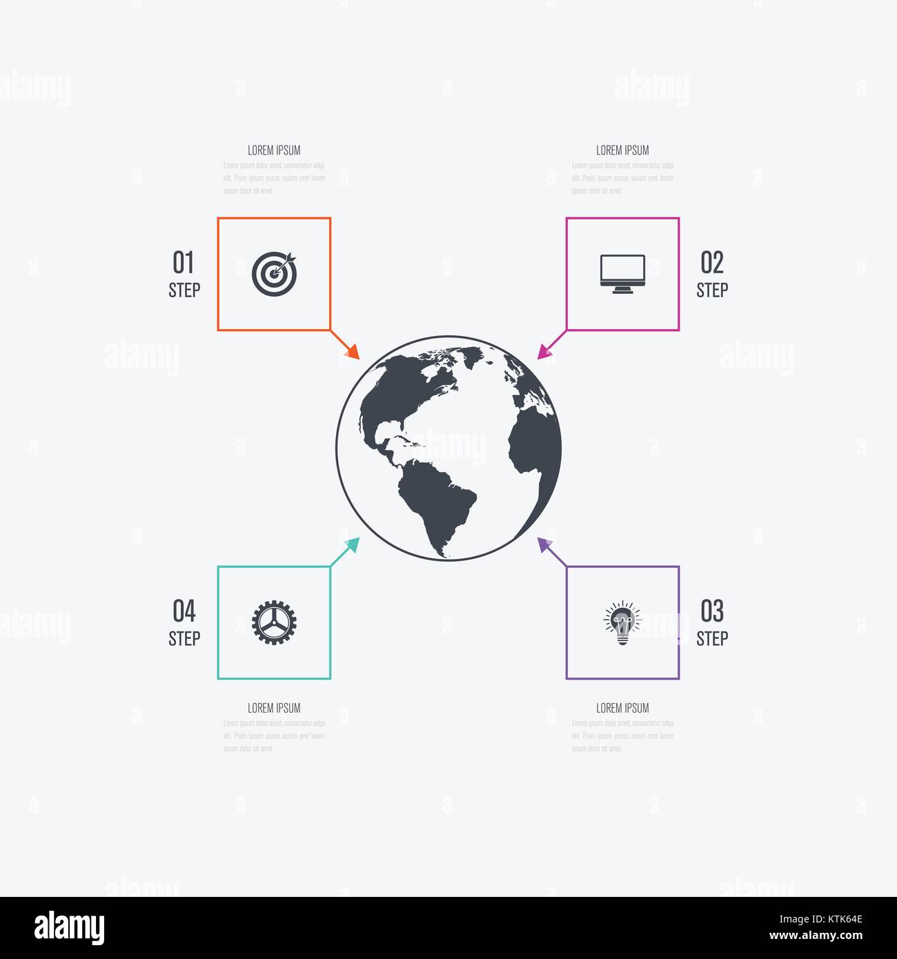Business infographics template 4 steps with square Stock Vector Image ...