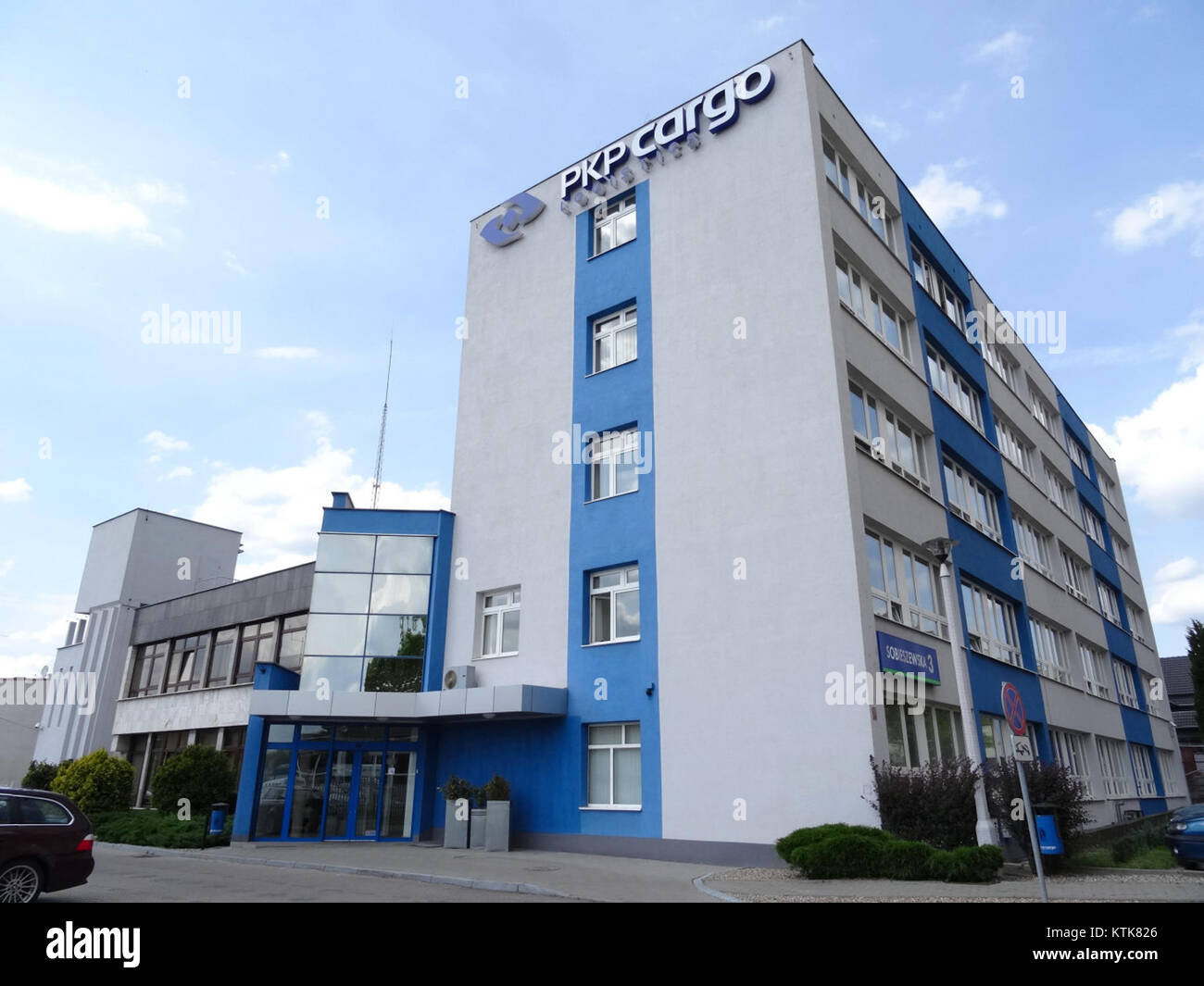 Bdg PKP Cargo, located on Sobieszewska Street, is a significant transport facility in Poland, used primarily for cargo transport and logistics operations. Stock Photo