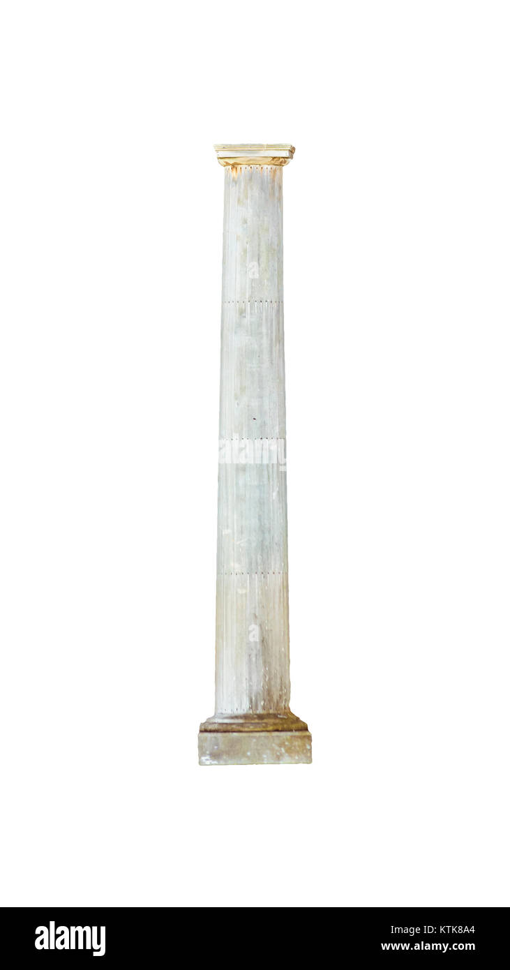 Isolated neoclassical style white wooden column over white background Stock Photo