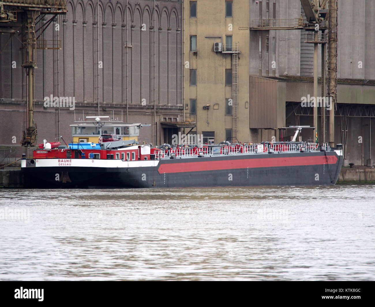 Bauke is a modern ship built in 2010, registered under ENI 04808410, and regularly docked in the Port of Antwerp, serving maritime trade and logistics operations. Stock Photo