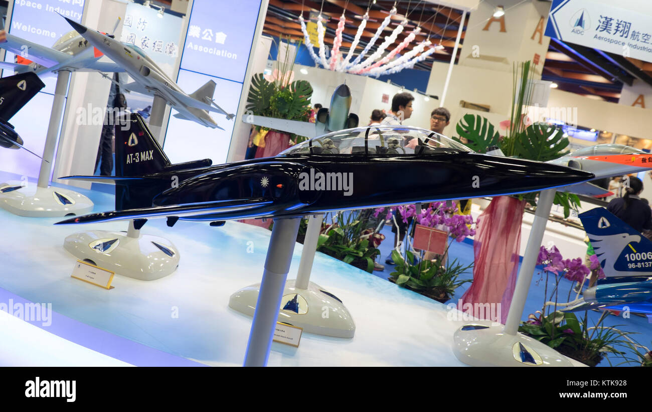 AT 3 Max Advanced Trainer Model Display at AIDC Booth 20150815b Stock Photo