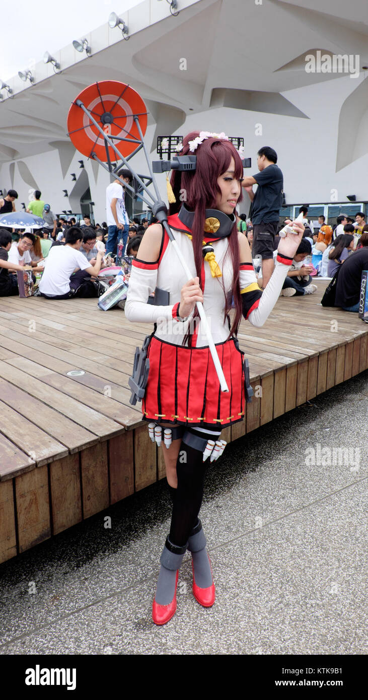 Battleship Yamato Fleet Girl Cosplayer at FF26 20150829a Stock Photo