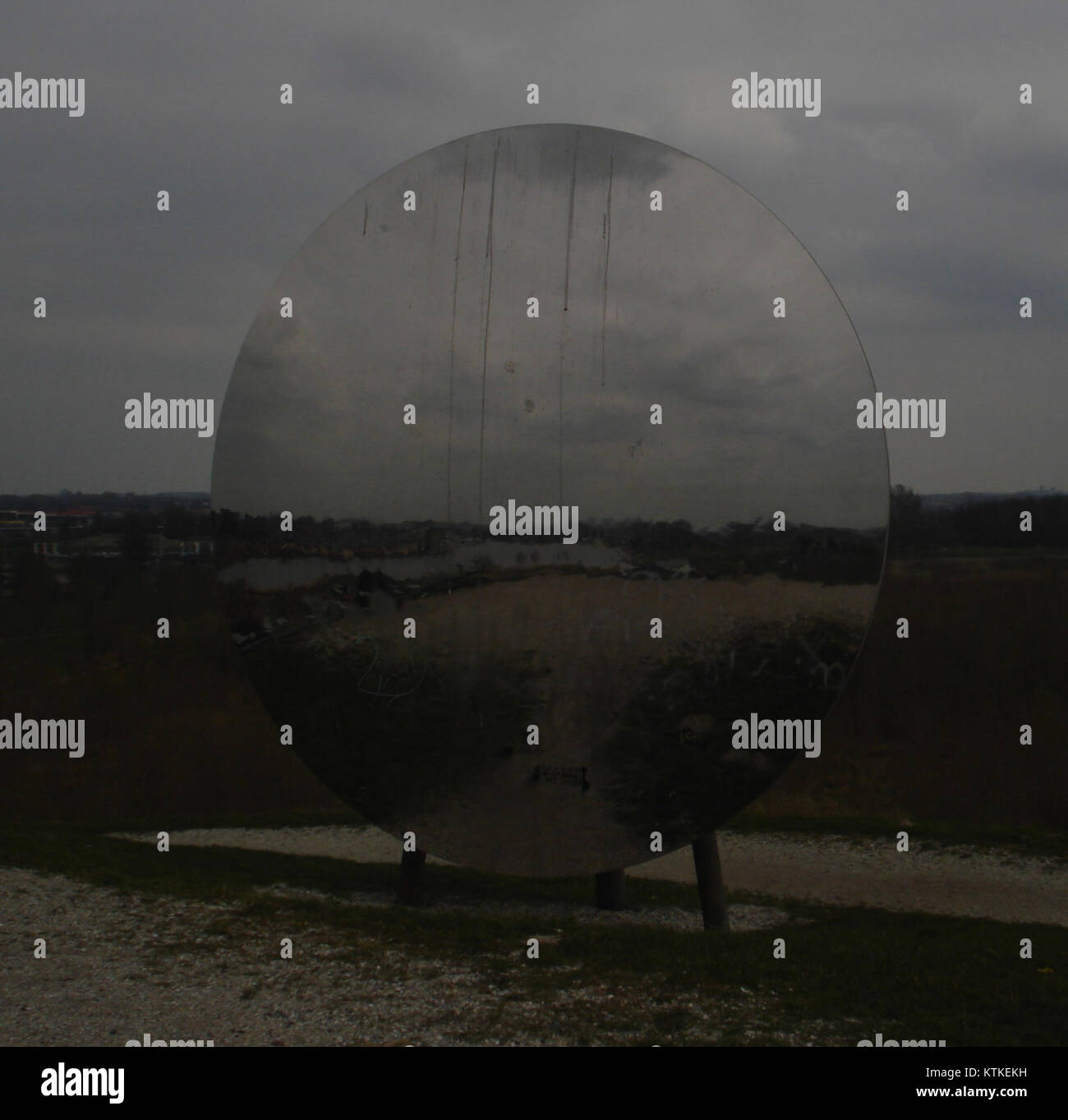 The Barendrecht kunstwerk hill mirror is a notable installation artwork located in Barendrecht, reflecting the integration of contemporary art into the local landscape. Stock Photo
