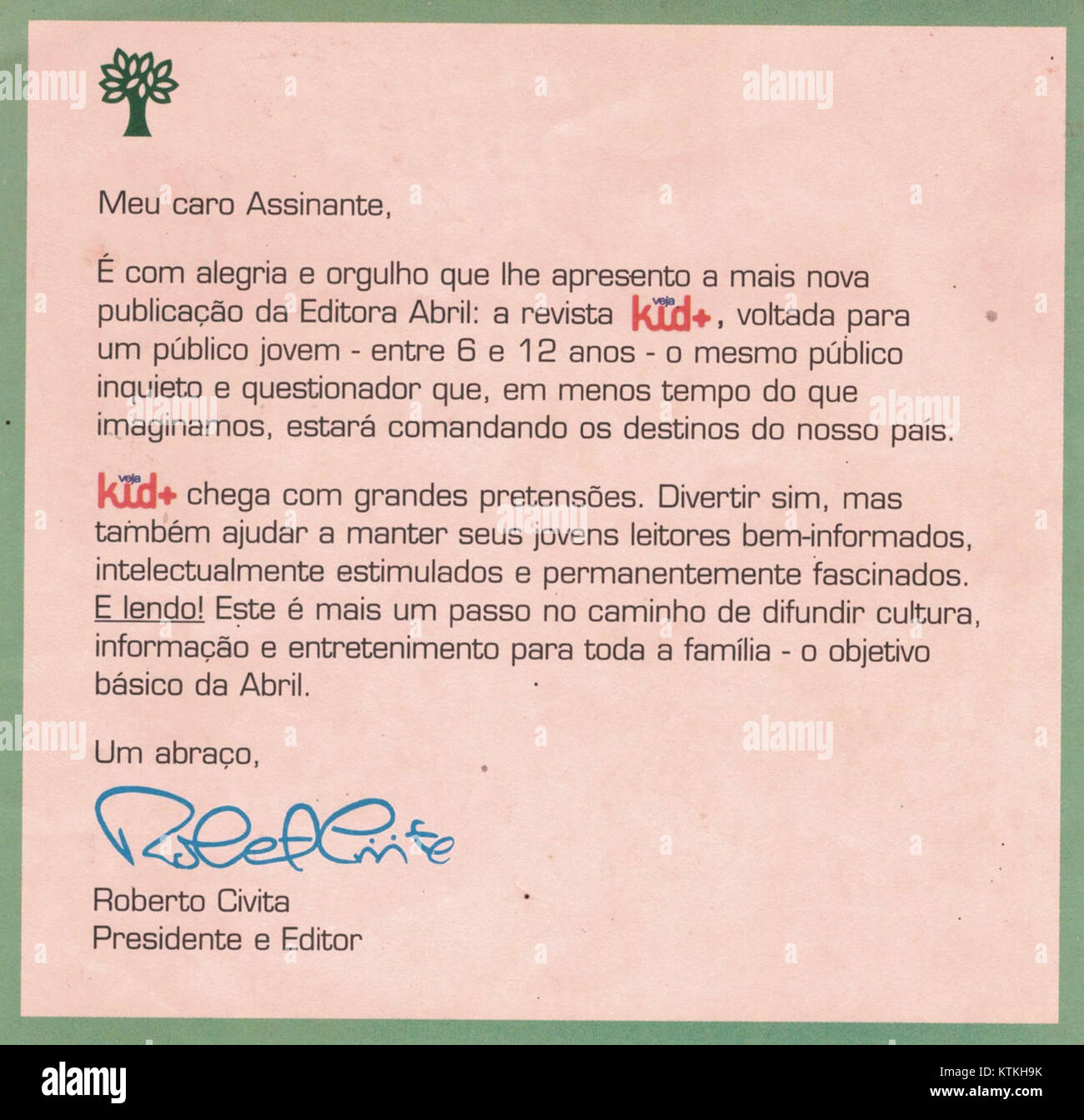 Carta Roberto Civita (anos 1990 Stock Photo - Alamy