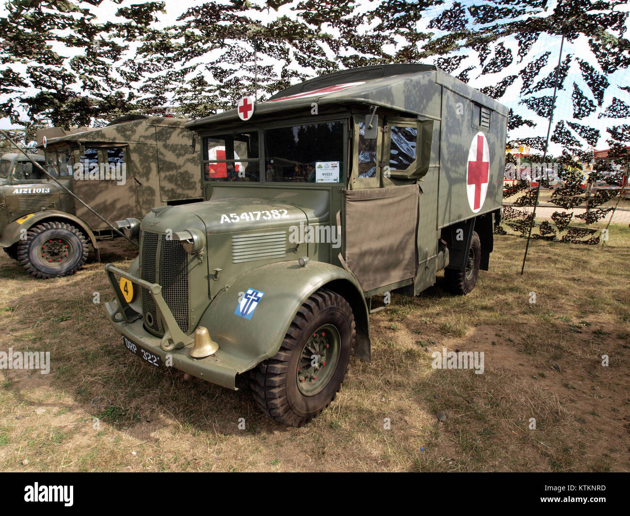 A vintage photograph of the Austin K2/Y 4x2 Heavy Ambulance, a British military vehicle used during World War II for medical transport. This model was crucial for wartime logistics and medical evacuation. Stock Photo