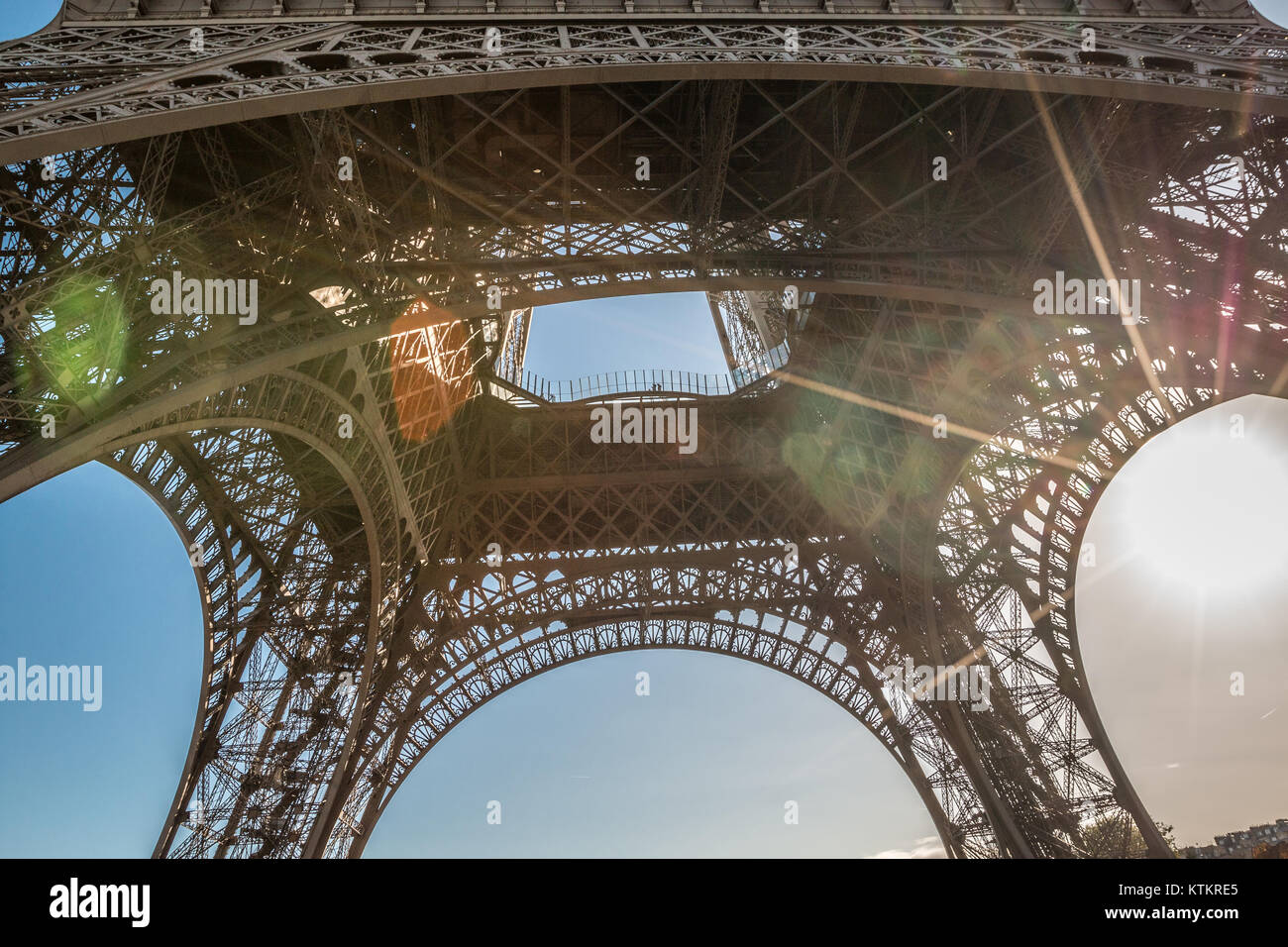 The Base of Eiffel Tower in Paris Stock Photo
