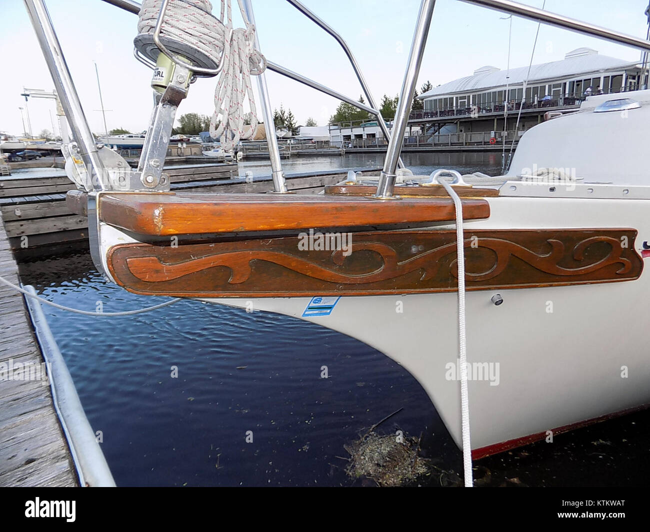Trailboard A detailed image of the Bayfield 25 Pau Wow, showcasing the bowsprit ...