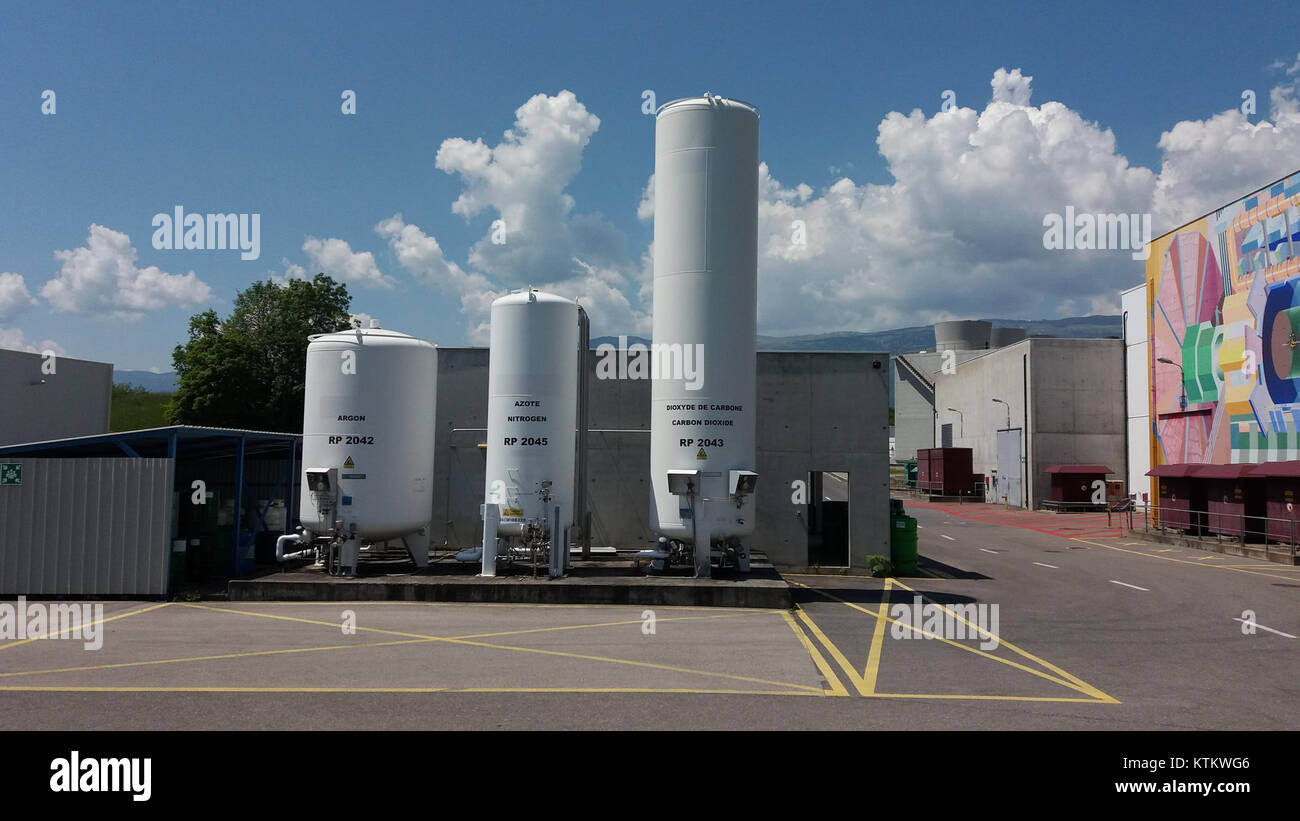 ATLAS experiment gas tanks Stock Photo Alamy