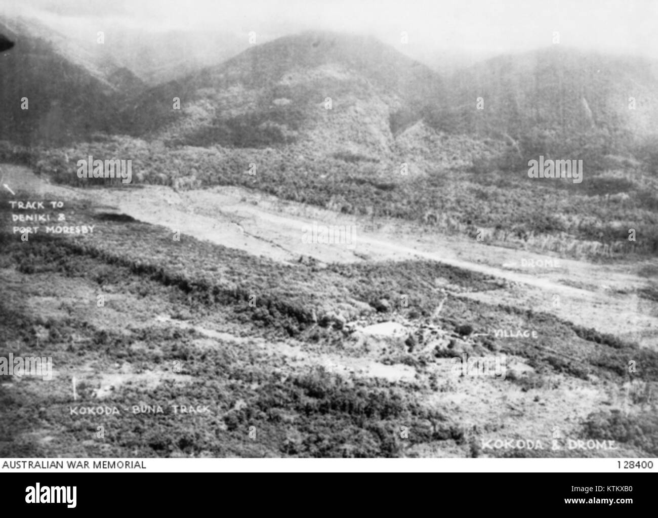 AWM 128400 kokoda village and airfield Stock Photo - Alamy