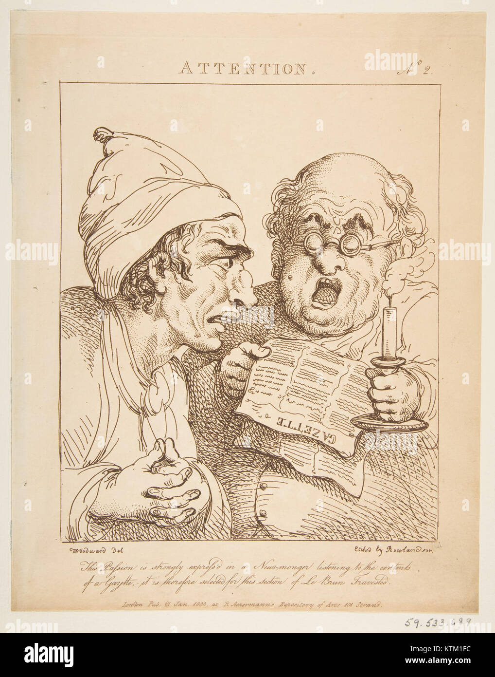 Attention (Le Brun Travested, or Caricatures of the Passions) MET DP817194 Stock Photo