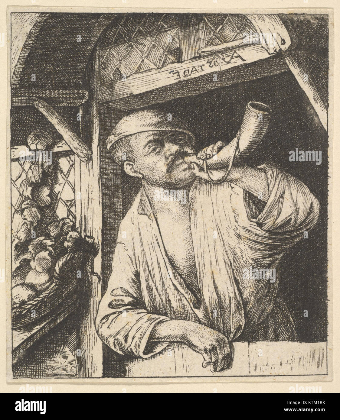 Baker Blowing Horn MET DP821907 Stock Photo Alamy