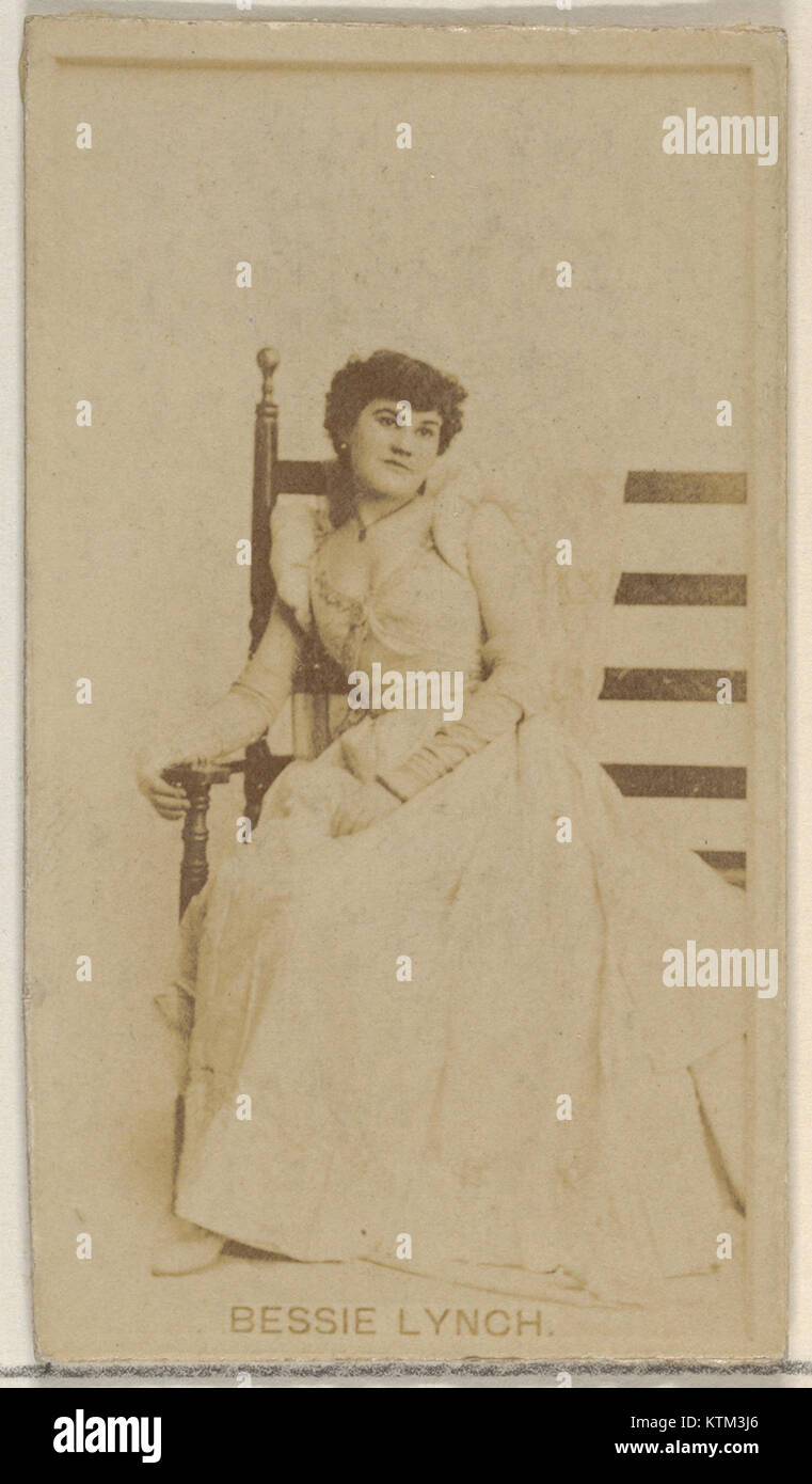 This image features Bessie Lynch from the 'Actors and Actresses' series of trading cards produced for Virginia Brights Cigarettes. The card showcases Lynch as part of the N45, Type 8 series, popular in the early 20th century. Stock Photo