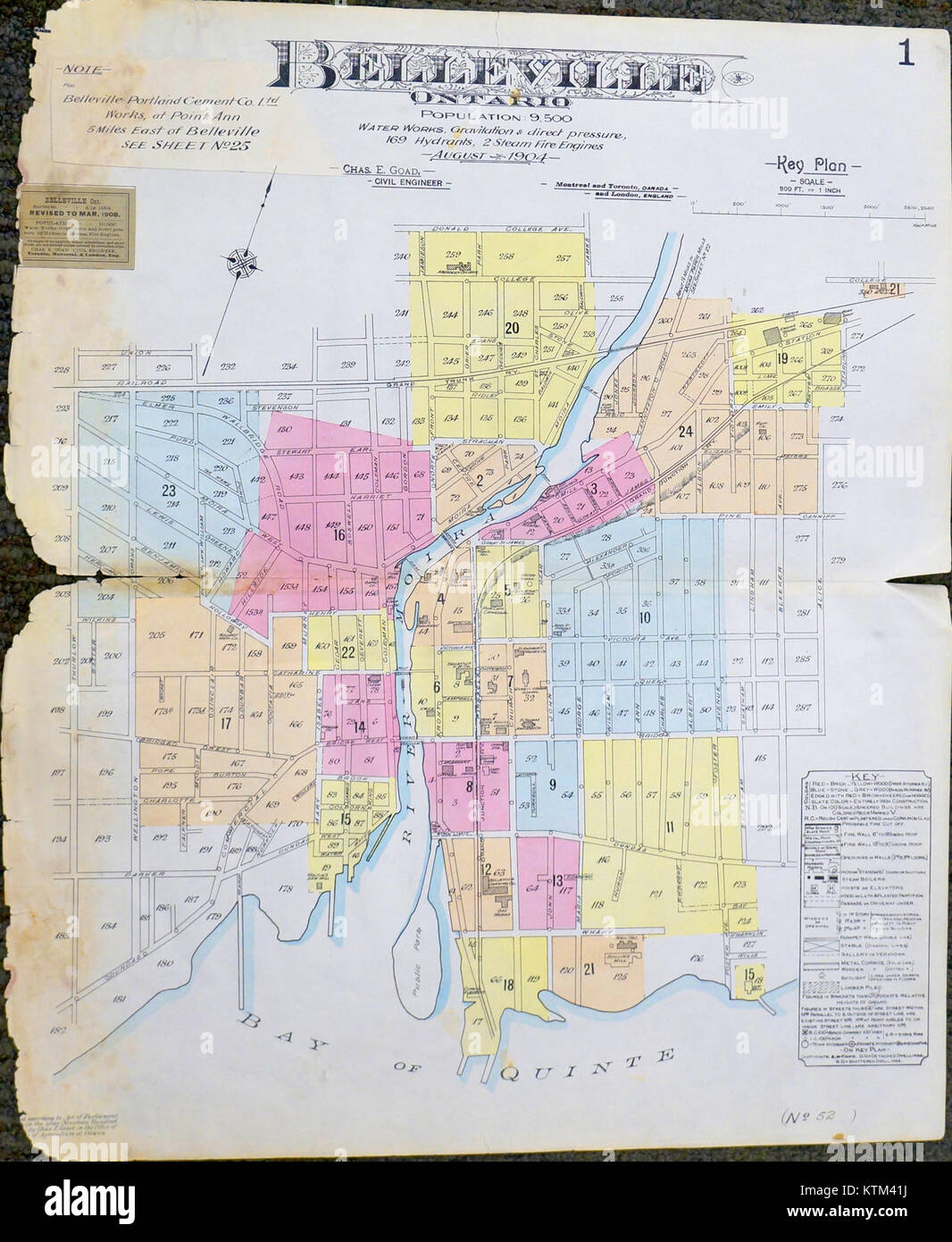 Belleville Fire Insurance Map 1904 1908, Key Plan (35262040623 Stock