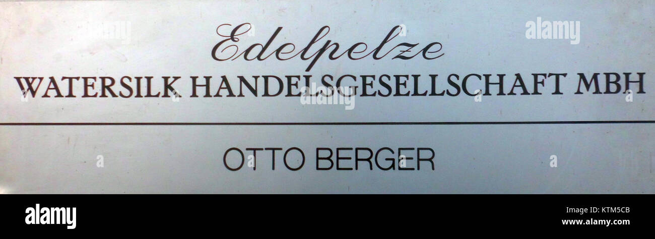 Edelpelze Otto Berger Watersilk Handelsgesellschaft mbH, Firmenschild Stock Photo