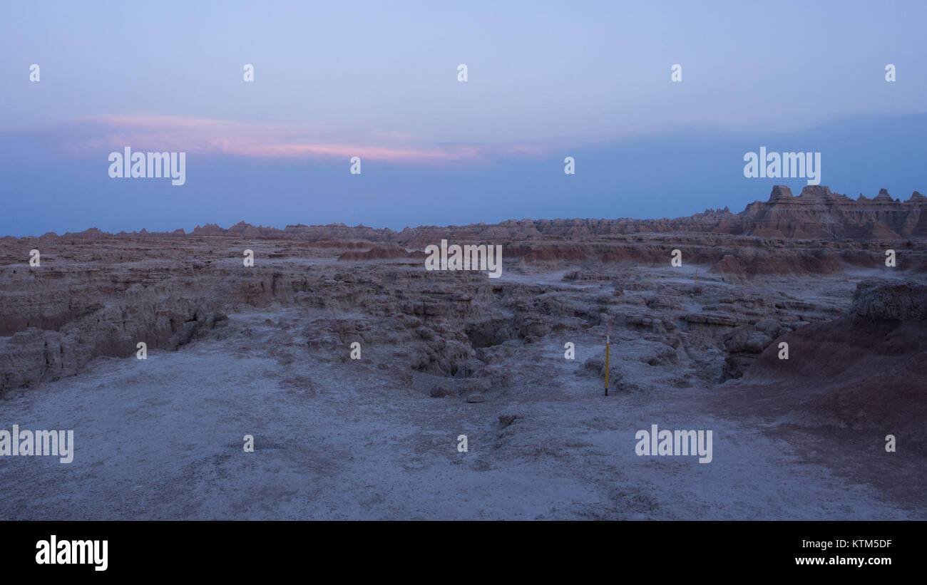 Badlands National Park   Door Trail at dusk Stock Photo