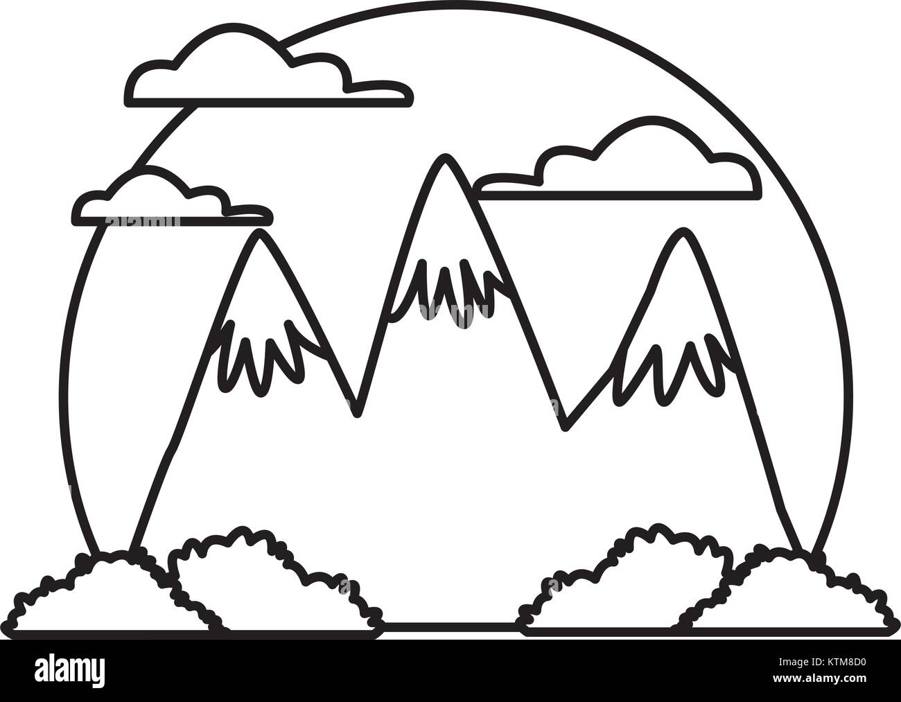 Mountains and forest landscape icon vector illustration Stock Vector ...