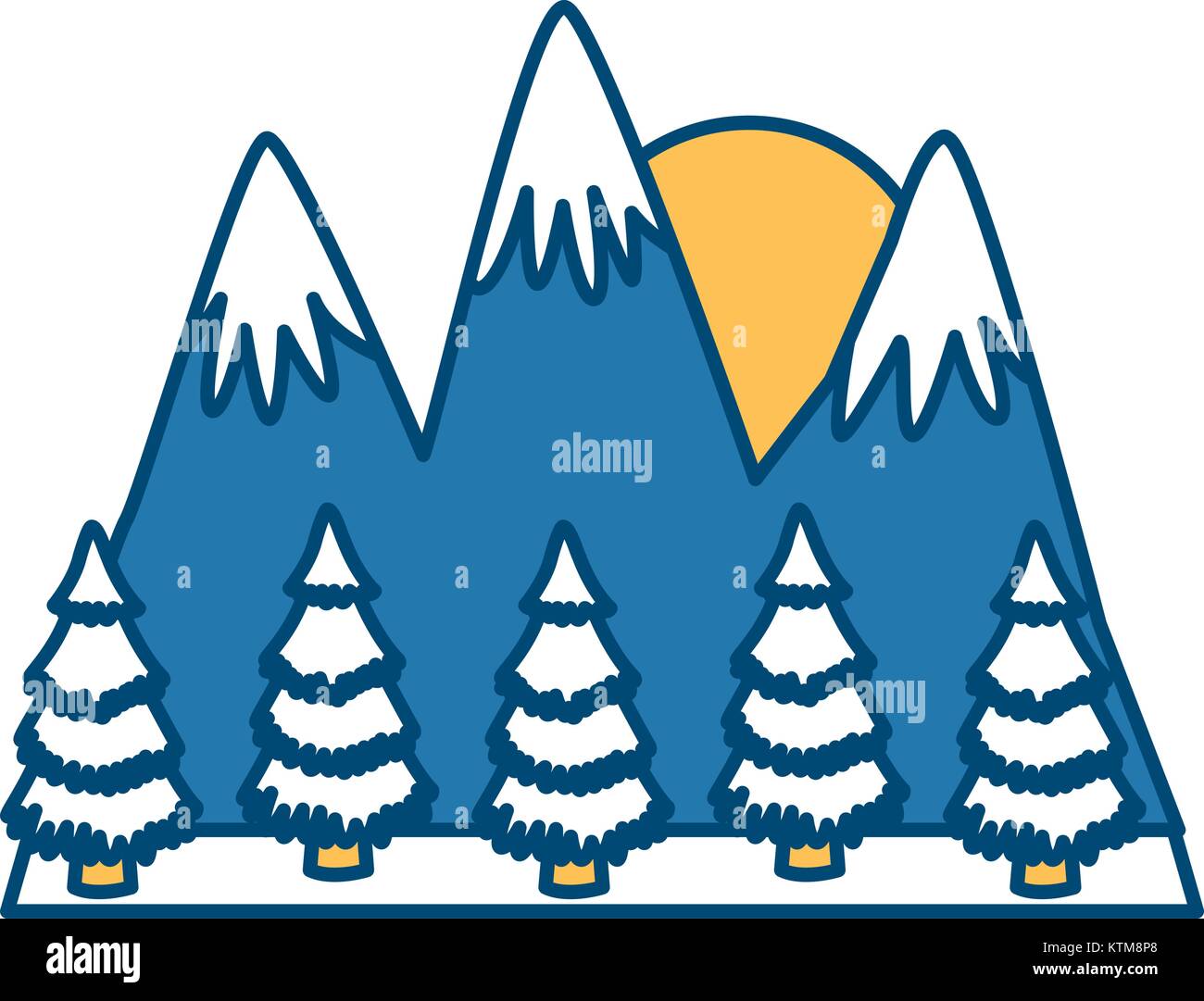 Mountains and forest landscape icon vector illustration Stock Vector ...
