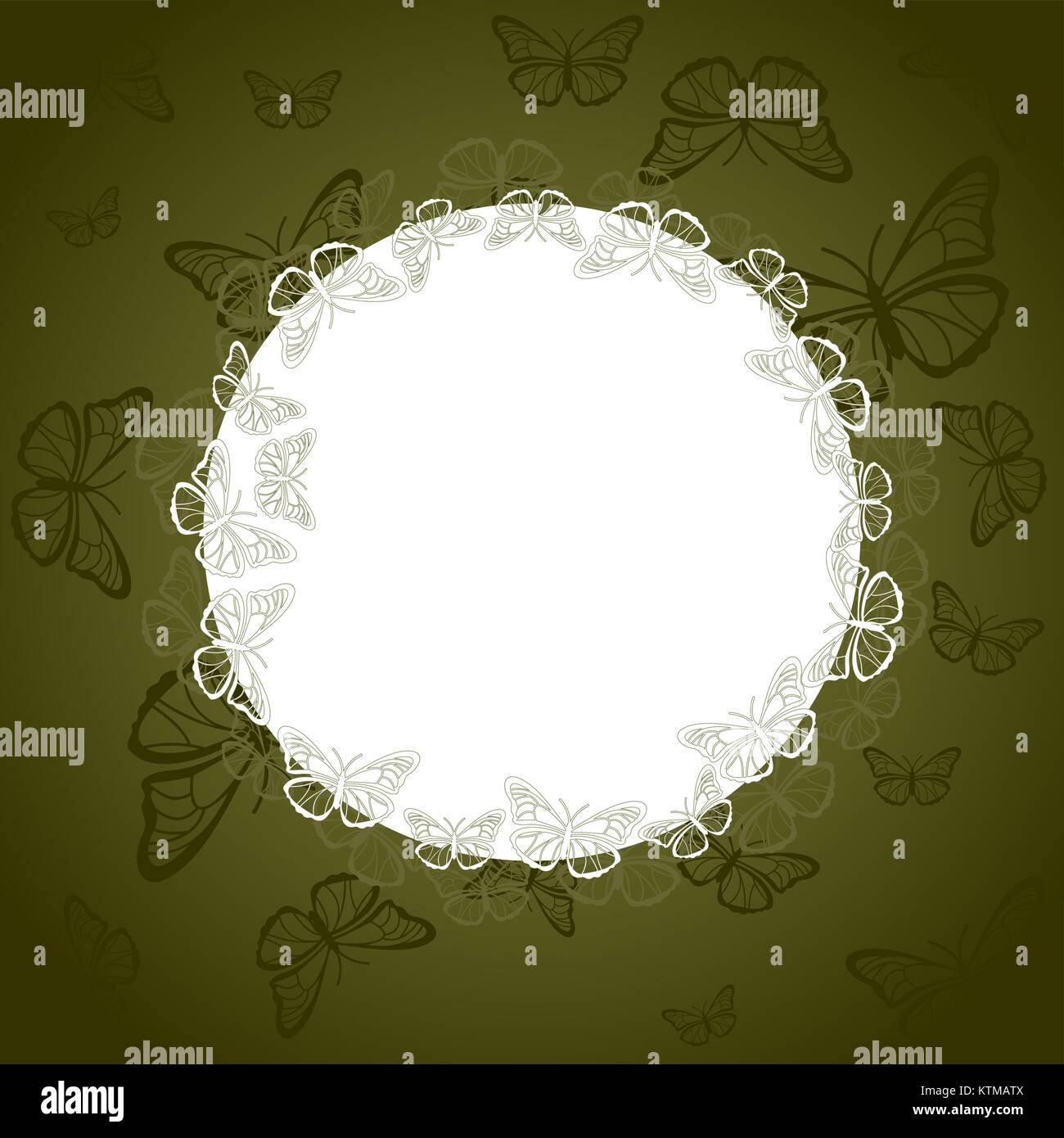 Silhouettes of white butterflies against the backdrop of marsh color Stock Vector
