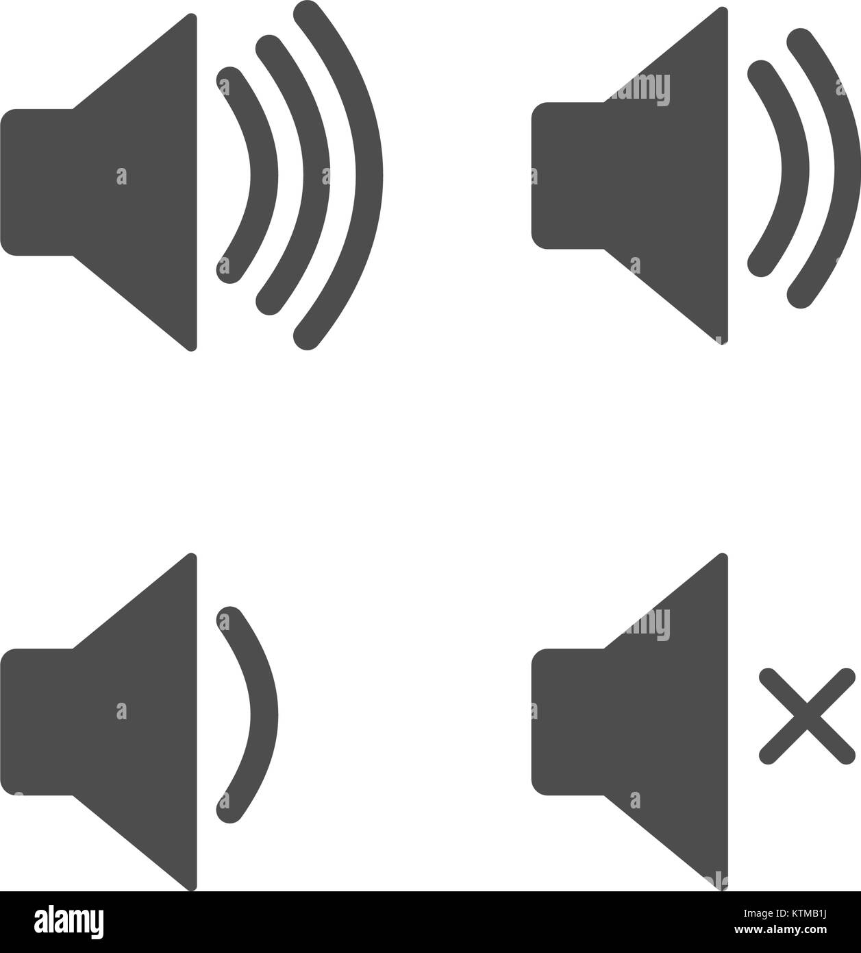 Set of simple loudness icons. Volume controls illustration Stock Vector