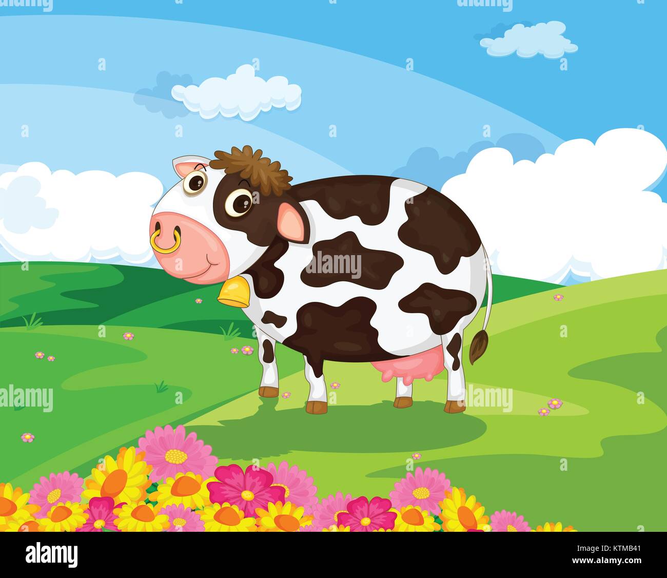 illustration of a cow in a field Stock Vector Image & Art - Alamy