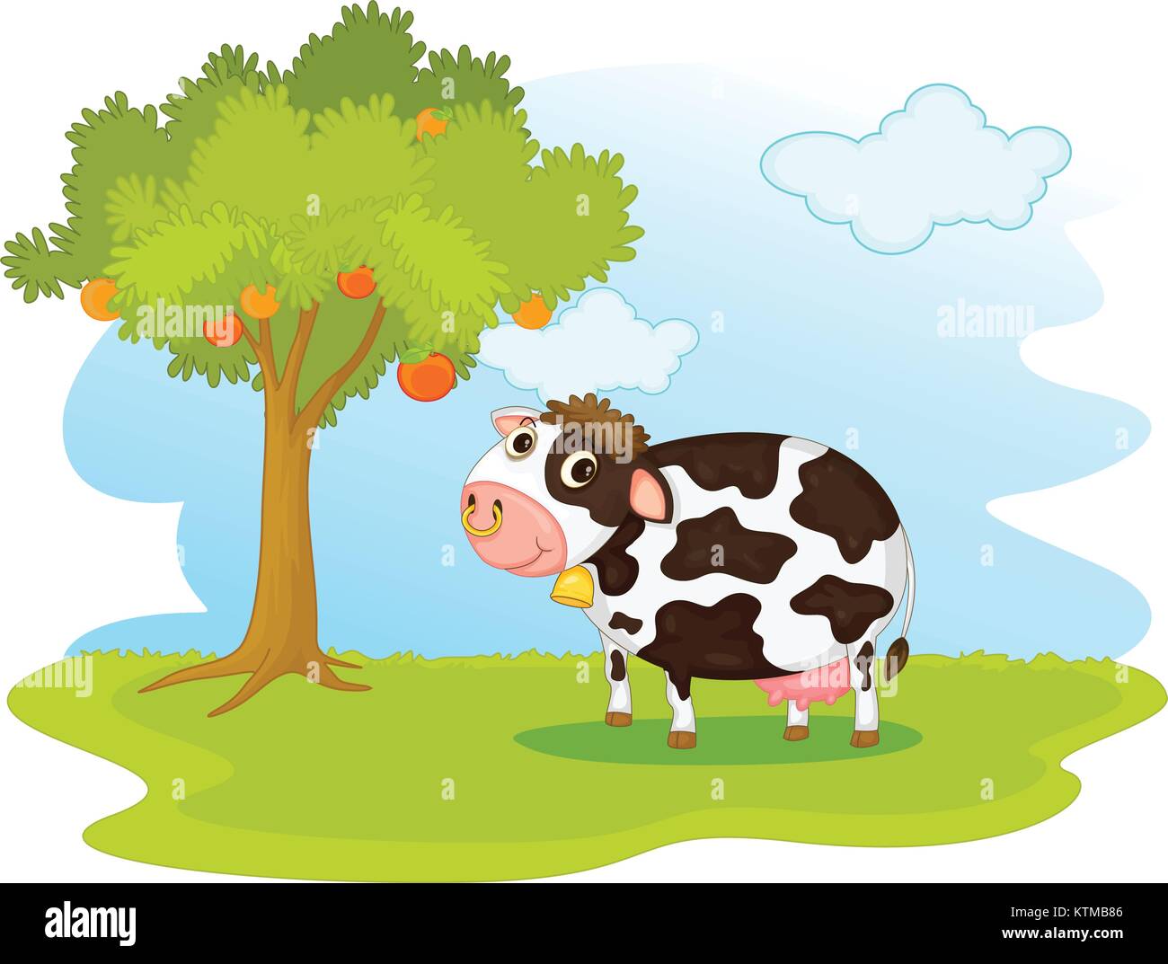 Illustration of cow in a field Stock Vector Image & Art - Alamy