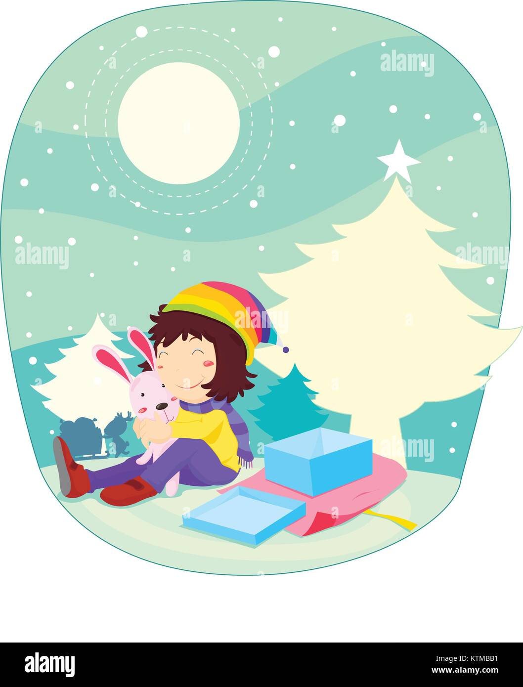 Illustration of girl at Chistmas time Stock Vector Image & Art - Alamy