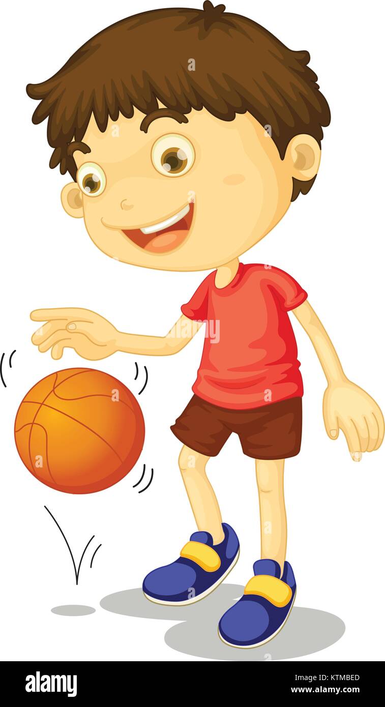 Illustration of a child playing basketball Stock Vector