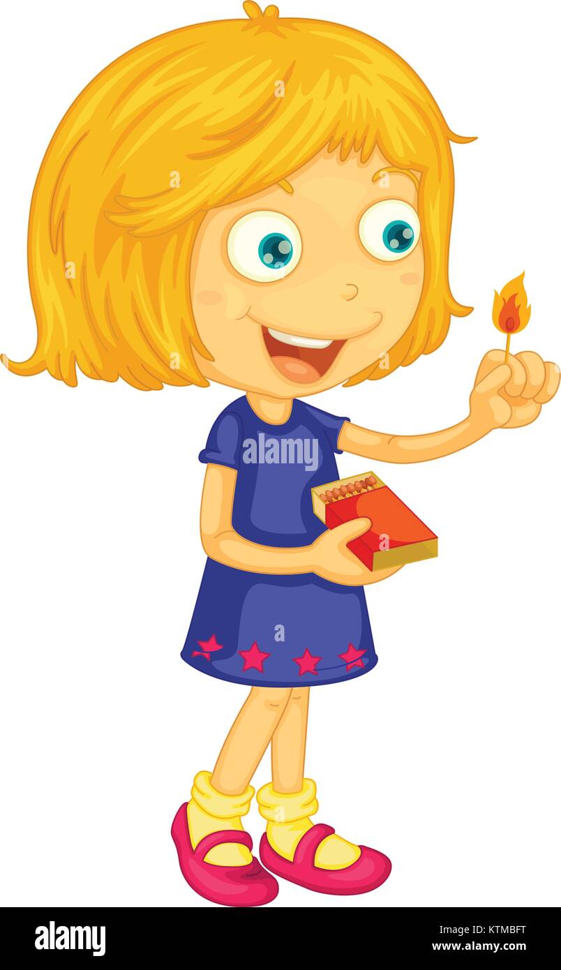 Illustration of a girl lighting a match Stock Vector Image & Art Alamy