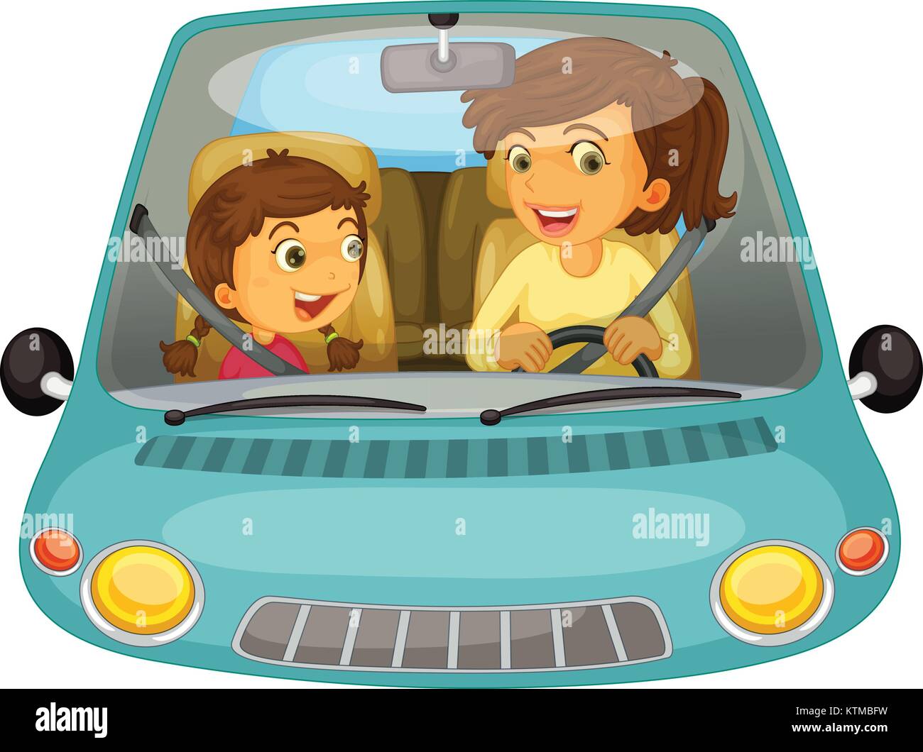 Illustration of mother and daughter driving Stock Vector Image & Art ...