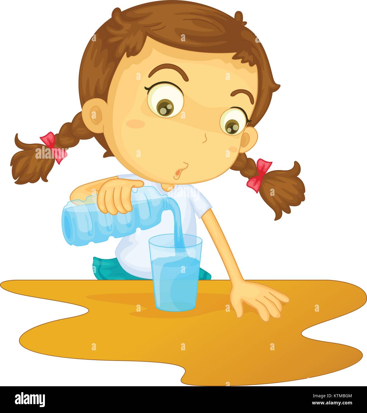 Girl glass water filling Stock Vector Images - Alamy