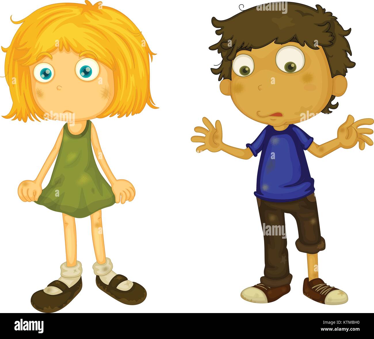 Illustration of dirty boy and girl Stock Vector
