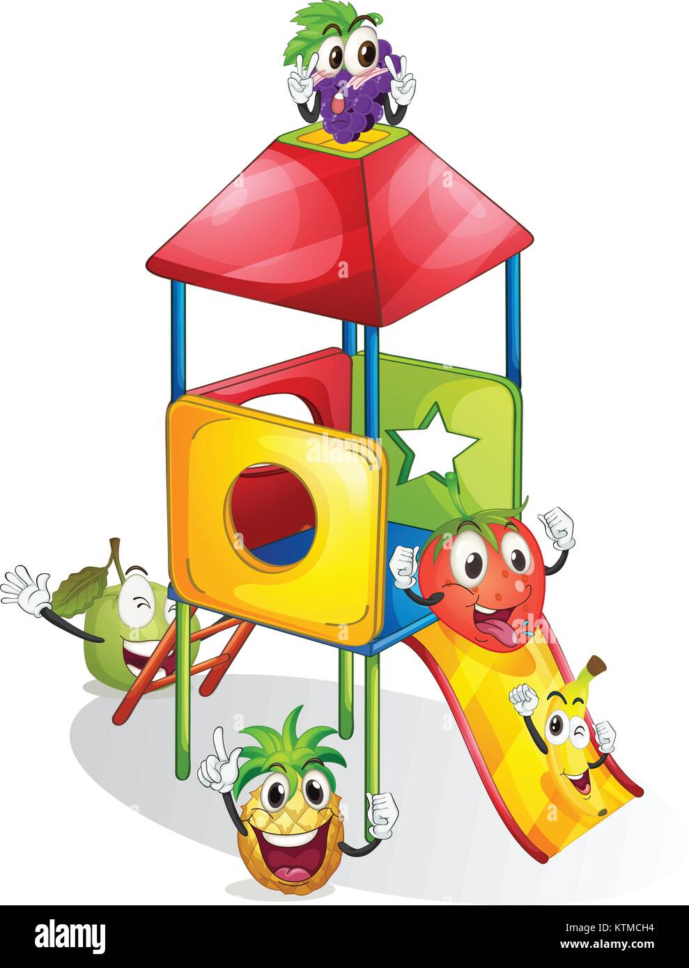 illustration of fruits and plaything on a white background Stock Vector