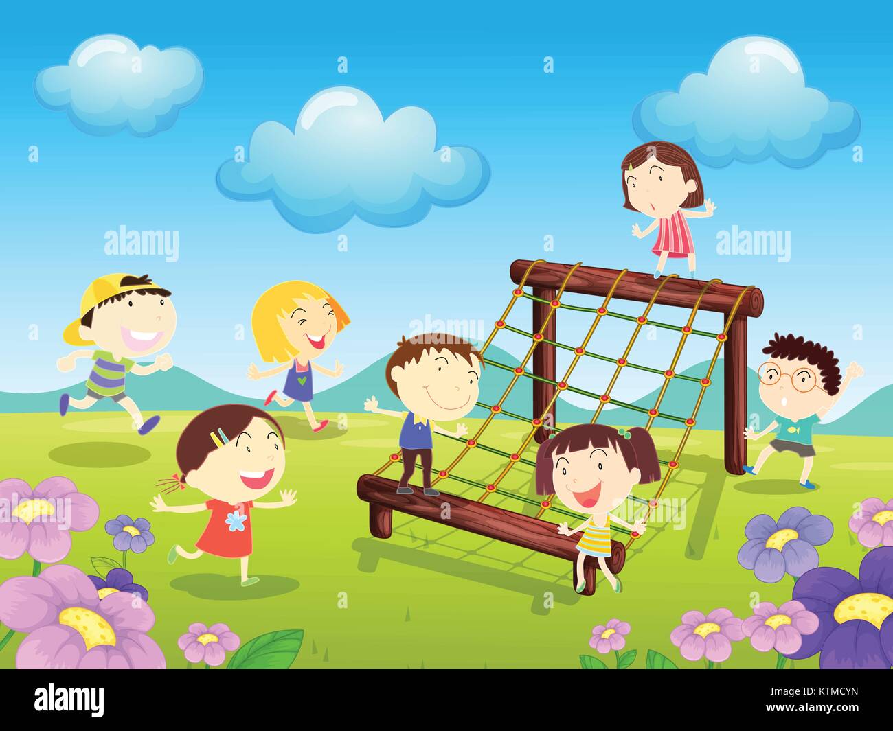 Illustration of kids playing at the park Stock Vector Image & Art - Alamy