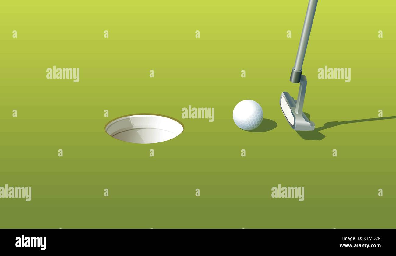 Illustration of a golf ball near the hole Stock Vector